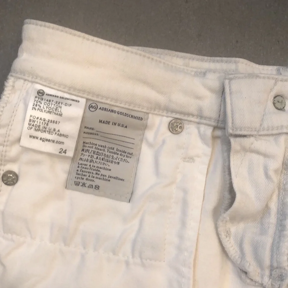 AG White Distressed Bonnie Cut Off Jean Shorts